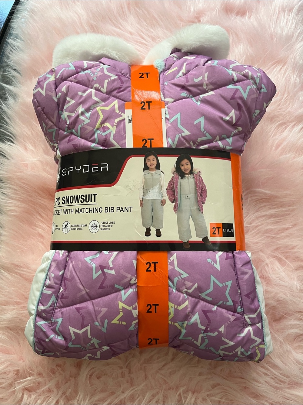 2pcs Spyder Purple Star Snowsuit and LT Blue pants- 2T